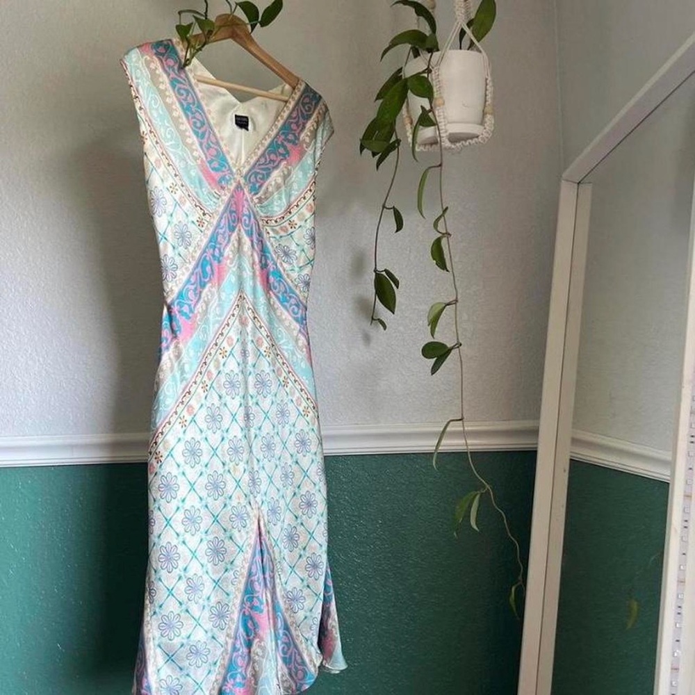 Silk vintage floral dress - Picture 1 of 4